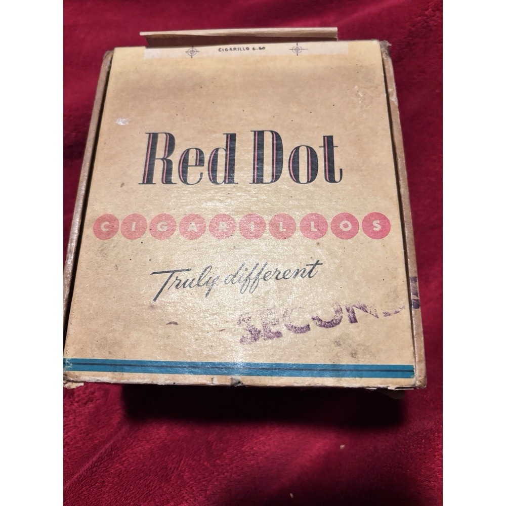 Red Dot Cigarillos Cardboard Wooden 1940-50 Cigar Box 5x4 Lid Needs Repaired